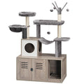Large Hidden Litter Box with Scratching Posts, Greige A308