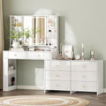 White 8 Drawer Vanity Desk with Mirror and Lights H261976