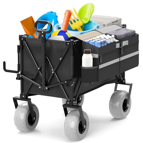 Heavy Duty Collapsible Wagon with All-Terrain 9" Pneumatic Tires and Detachable Cooler F476221