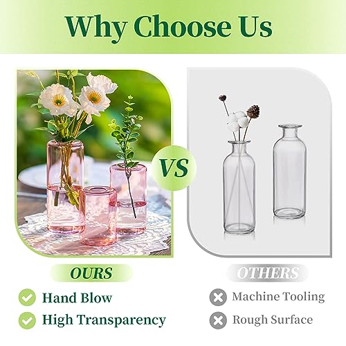 12pcs Pink Glass Bud Vases C270806