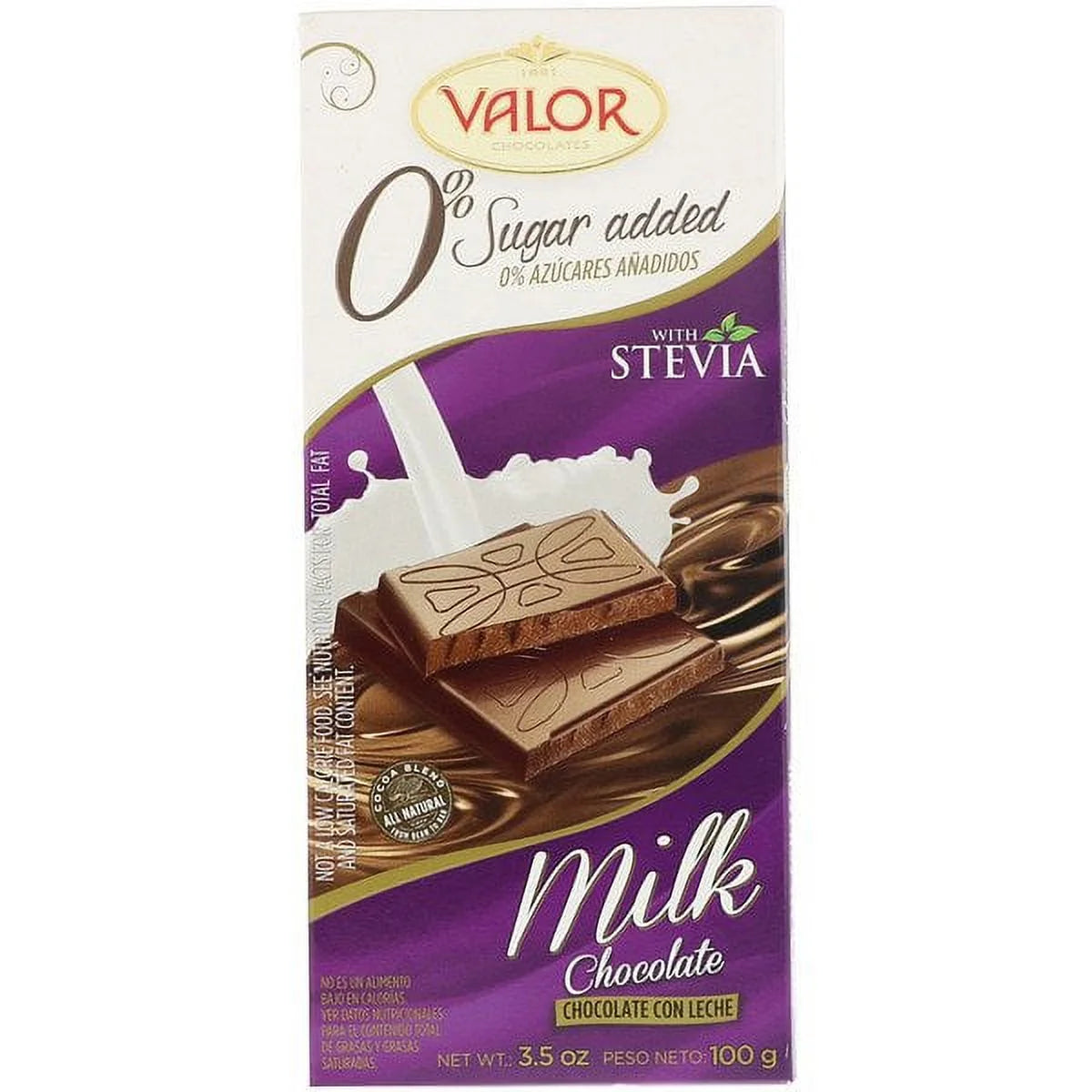 Milk Chocolate Bar with Stevia, 3.5 oz Pack of 3 L5859
