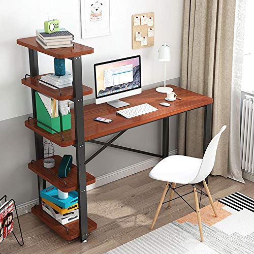 Solid Wood Desk with Bookshelf (110cm Teak) G198