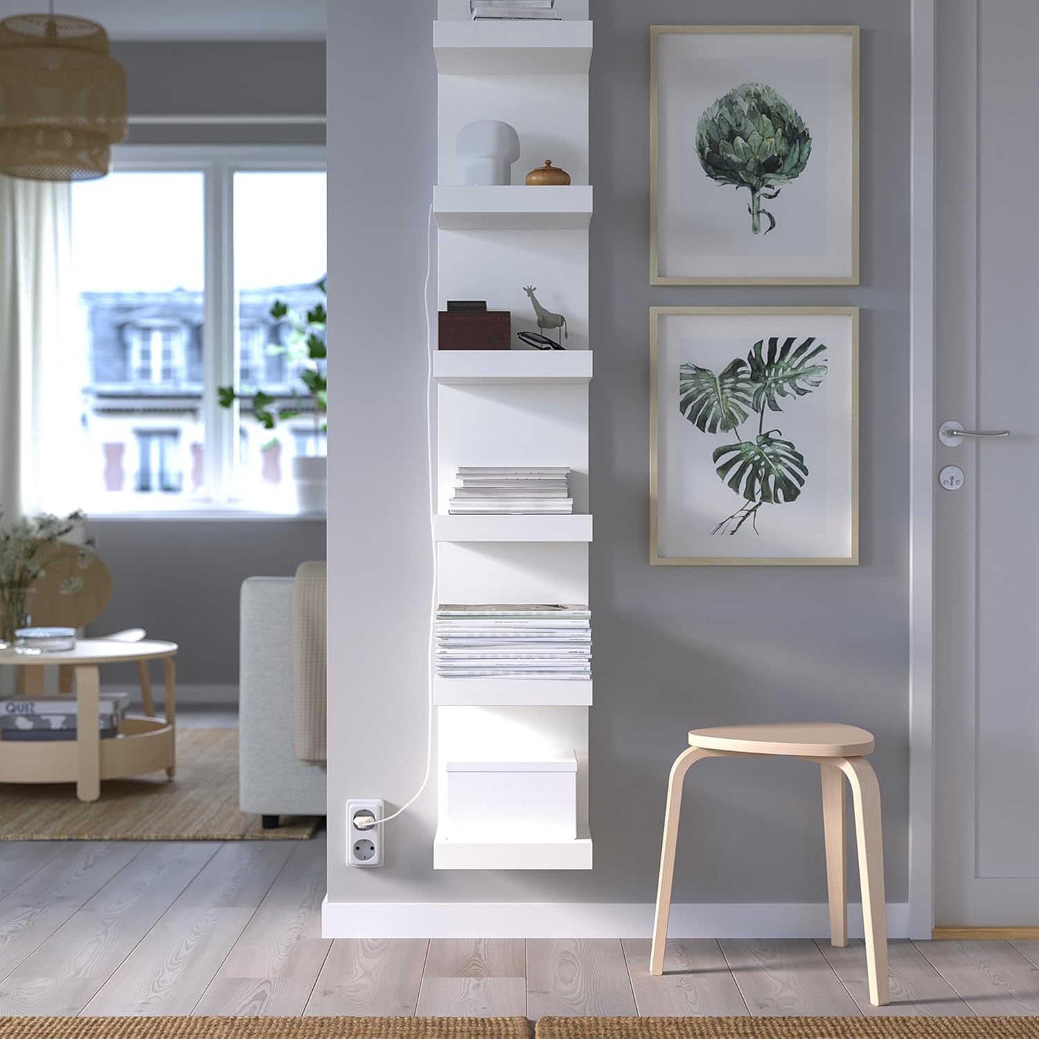 White Wall Shelf Unit, 30x190 cm U3211