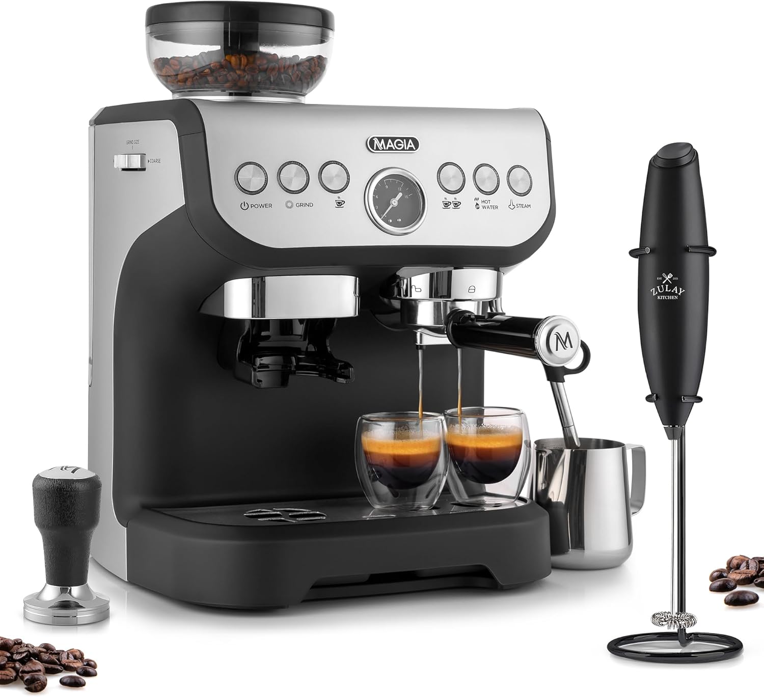 Manual Espresso Machine with Grinder and Milk Frother C5960