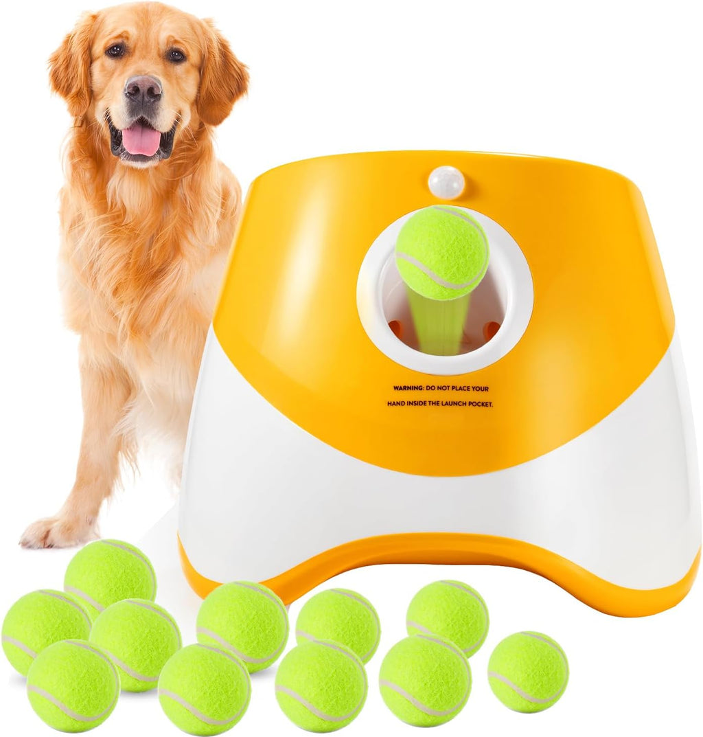 Rechargeable Automatic Dog Ball Launcher with 12 Tennis Balls F5636