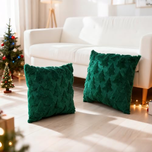 Christmas Tree Pillow Covers 18 x 18 Set of 2 S58921