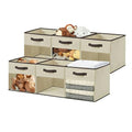 13 Inch Fabric Cube Storage Bins with Clear Window, Beige (6pcs) E293