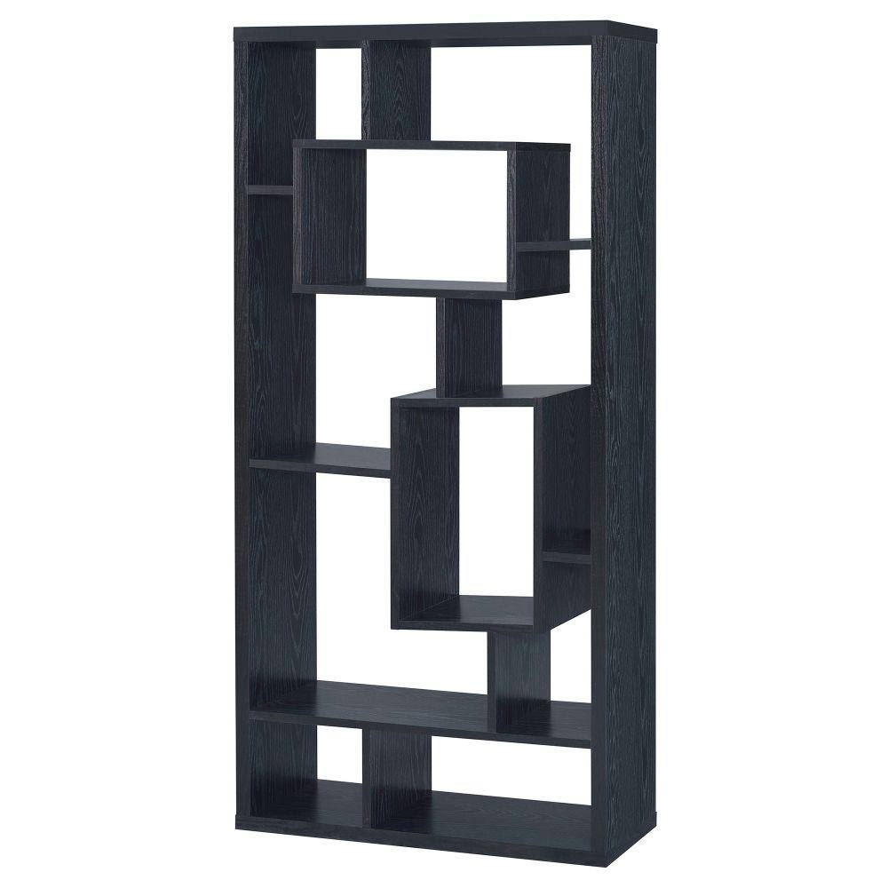 Black Asymmetrical Cube Book Case with Shelves R9834