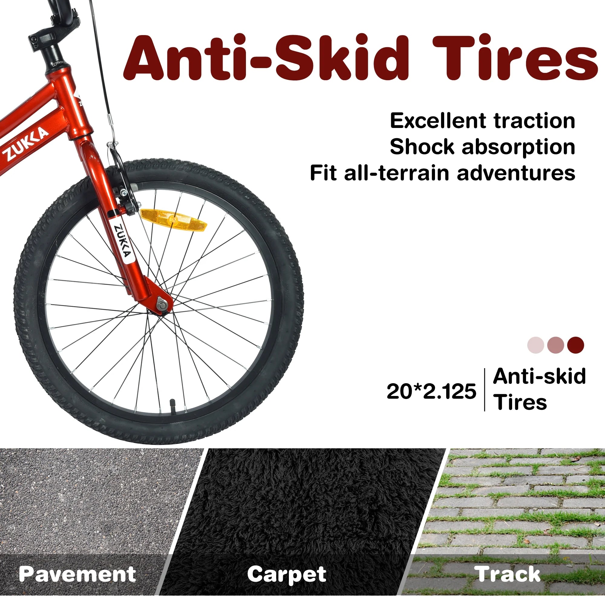 20 Inch Single Speed Boys Bike with Steel Frame Red U132352