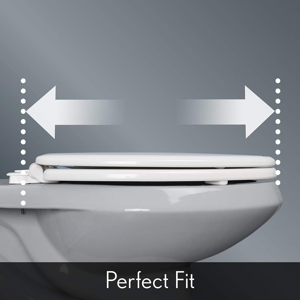 Elongated Toilet Seat with Brushed Nickel Hinges O8912