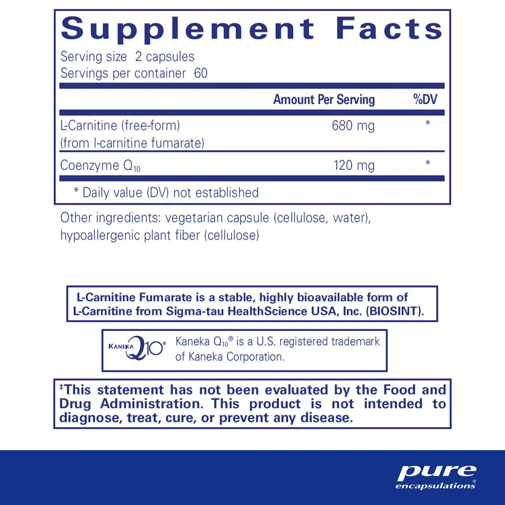 CoQ10 l-Carnitine Fumarate 120 Capsules J32181