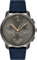 Navy Stainless Steel and Leather Strap Casual Watch K855
