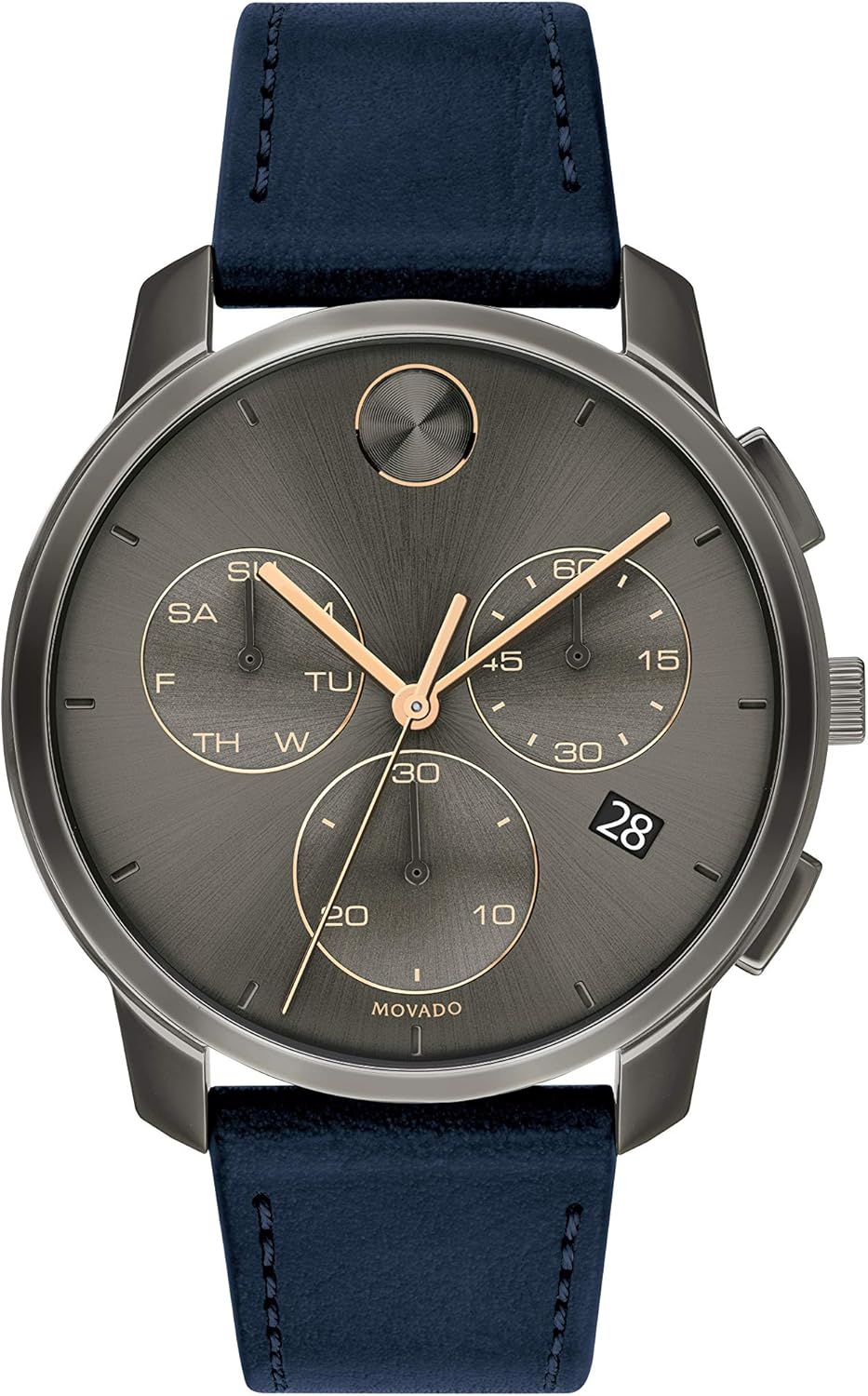 Navy Stainless Steel and Leather Strap Casual Watch K855