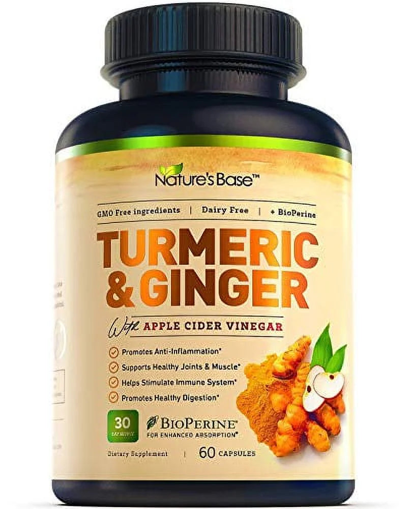 Turmeric Curcumin with Ginger & Apple Cider Vinegar, BioPerine Black Pepper, 95% Curcuminoids, Antioxidant Supplement P293263