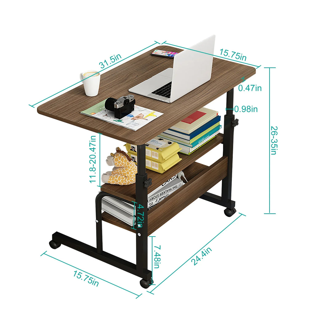 Beige 3-Tier Mobile Laptop Desk with Rolling Wheels N2199