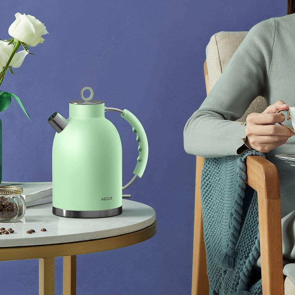 Stainless Steel 1.5L 1500W Retro Electric Kettle Matte Green L744112