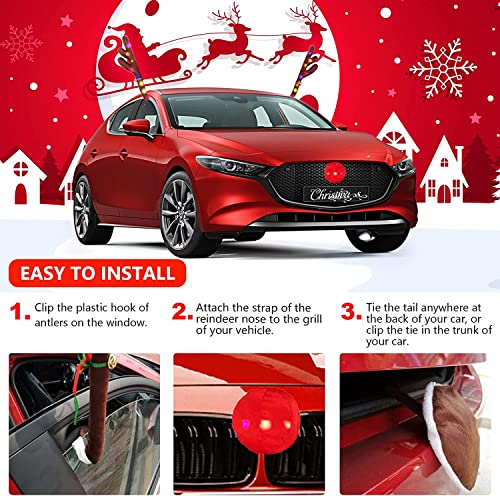 Reindeer Antlers Decoration Kit with Jingle Bells Red Nose Tail J4847