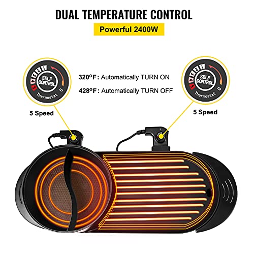 2 in 1 Electric BBQ Grill and Smokeless Hot Pot with Dual Temp Control P94674