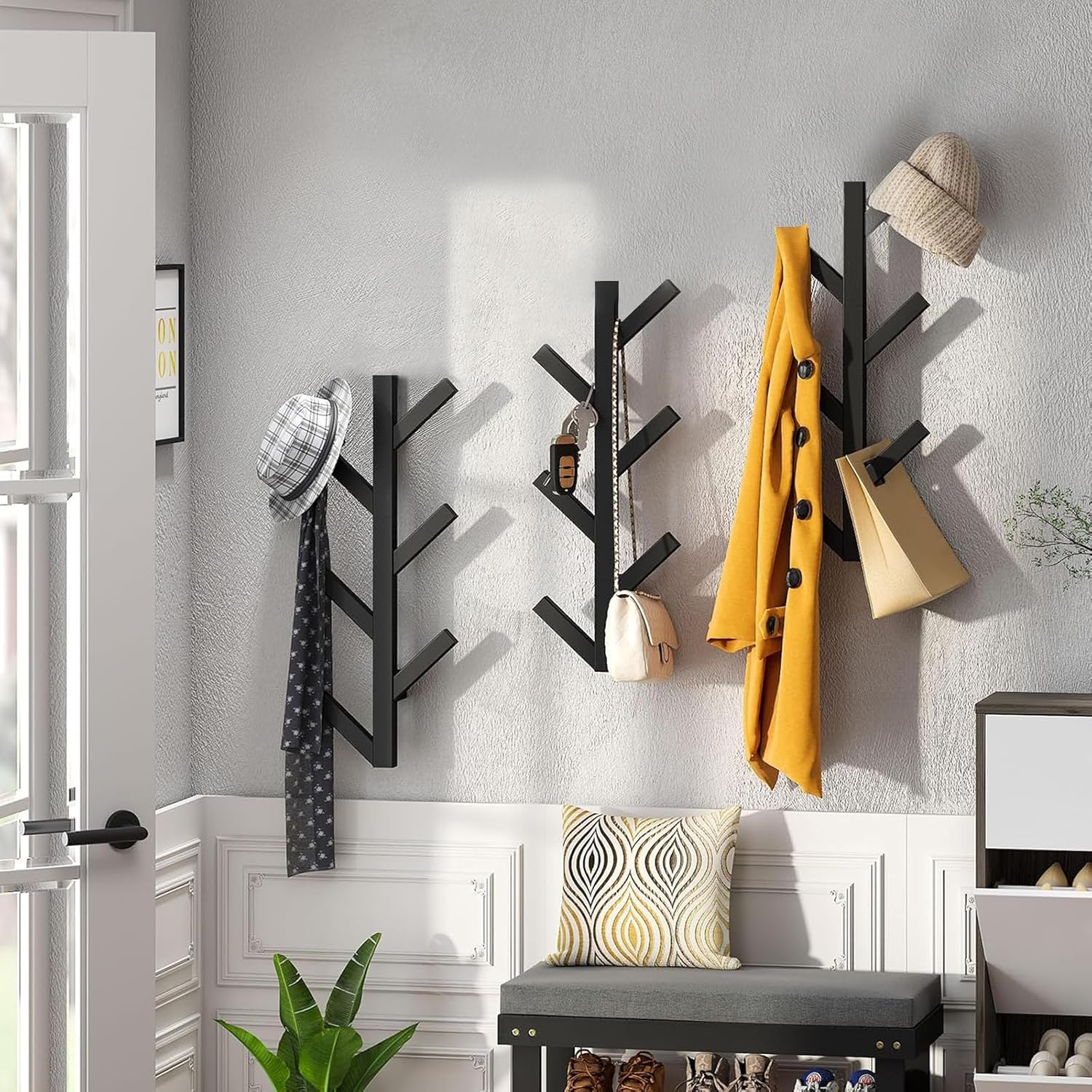 2 Pack Matte Black Metal Coat Rack E792518