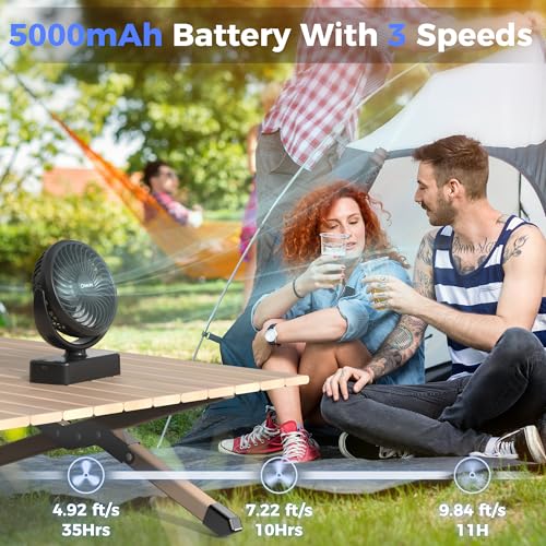 8-Inch Portable Camping Fan with LED Lantern, 10000mAh Rechargeable Battery Operated Tent Fan Q184745