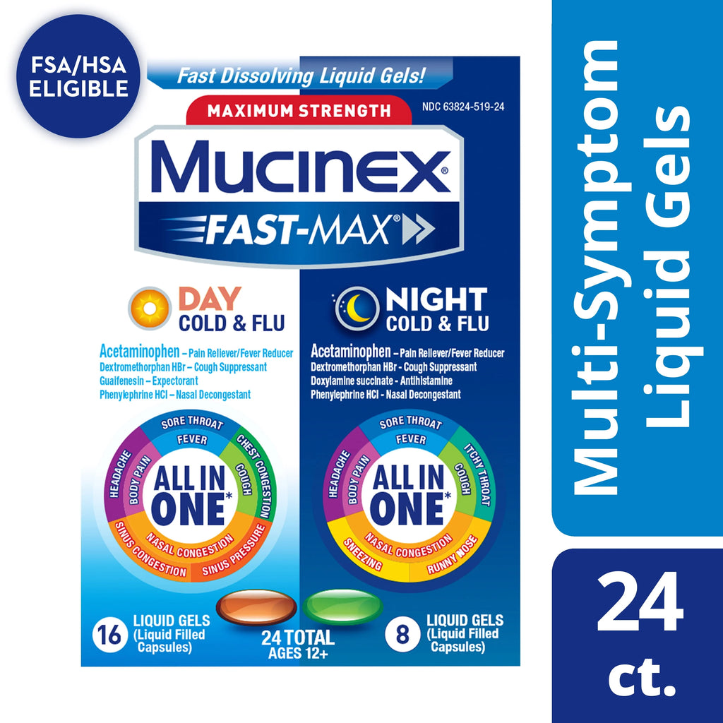 Day & Night Combo Pack (16 Day + 8 Night) Liquid Gels Cold and Flu Medicine A638