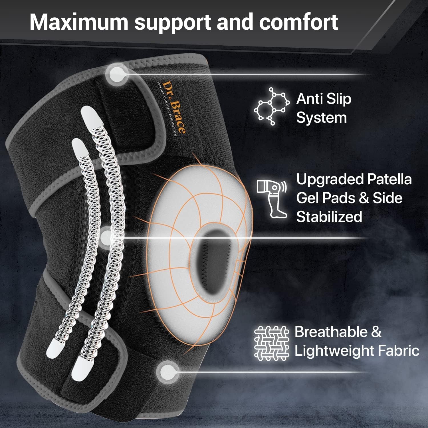 X-Large Mercury Knee Brace with Side Stabilizers & Patella Gel Pads G937