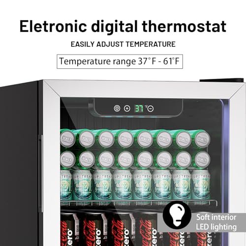 Compact Freestanding Beverage Refrigerator and Skincare Fridge, 0.9 Cu Ft Mini Fridge with Reversible Mirrored Front Door P50659