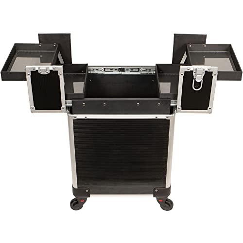 4 in 1 Aluminum Rolling Makeup Case with 360° Swivel Wheels E9623
