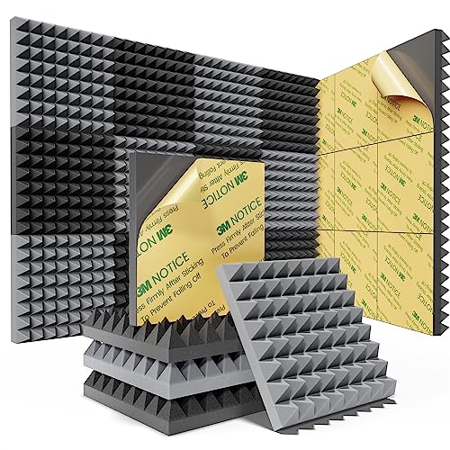 12 Pack 12" X 12" X 1" Black Acoustic Foam Panels E6207