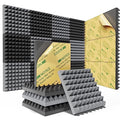 12 Pack 12" X 12" X 1" Black Acoustic Foam Panels E6207