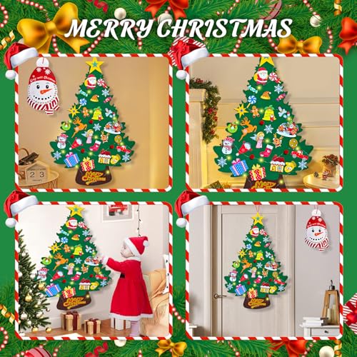 3ft Felt Wall Christmas Tree with 33 Ornaments and Advent Calendar W39801