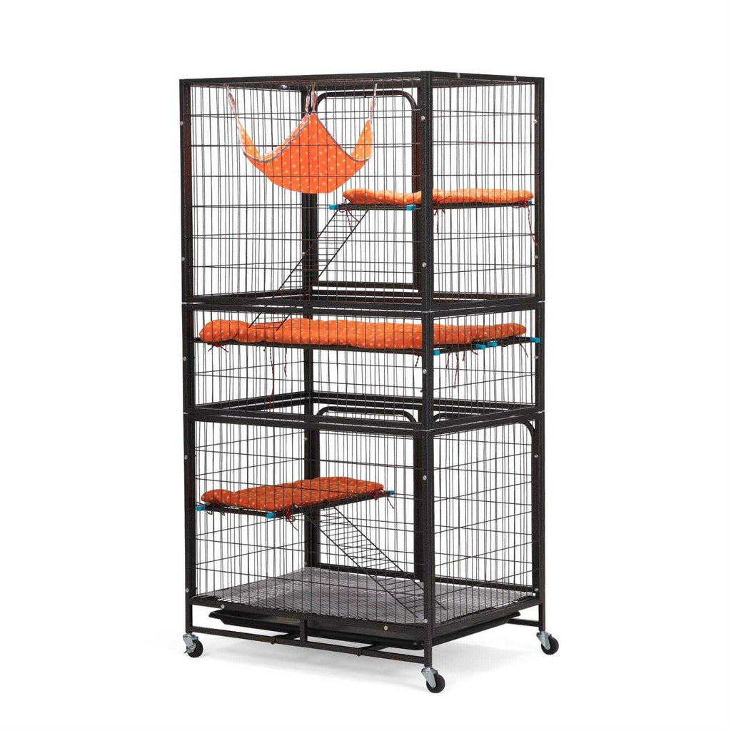 4-Tier Wire Cat Cage Pet Enclosure with Removable Wheels N17241