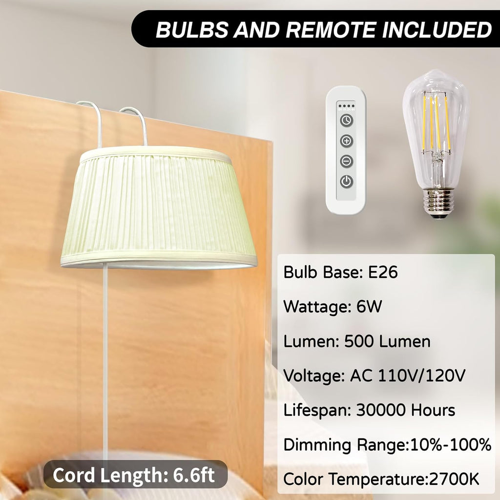 Bed Reading Light with Adjustable Hook and Fabric Shade U92509