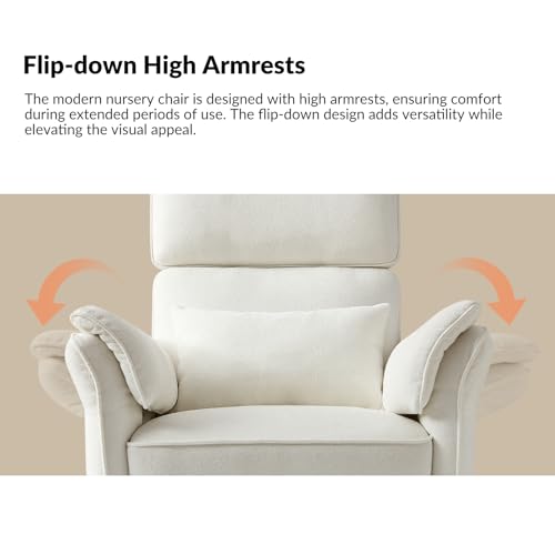 Grey Glider Recliner with Adjustable Armrests & Headrest V427