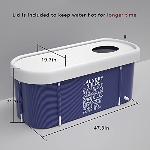 Blue Portable Foldable Bathtub 47.3X21.7X19.7inch O78521