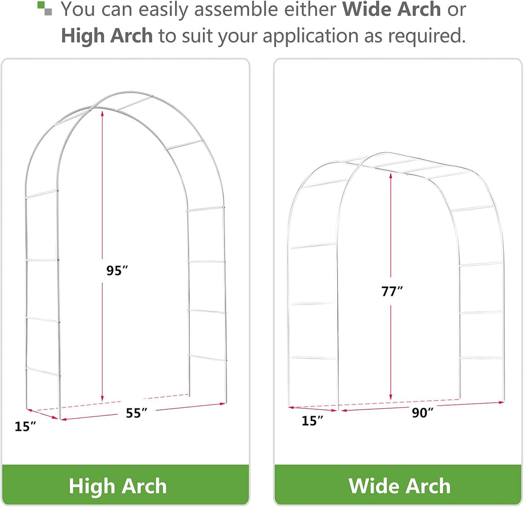 White Steel Garden Arch Arbor Trellis T411