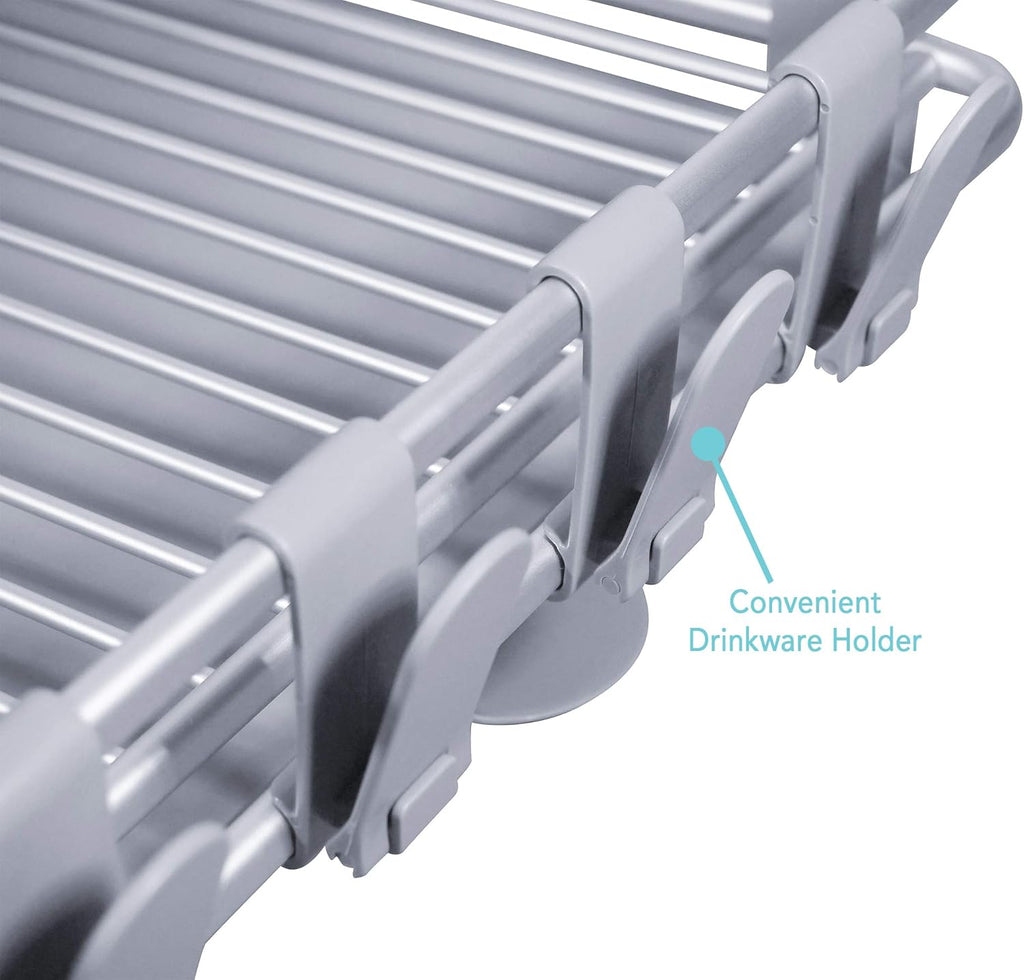 Aluminum 2-tier Dish Drying Rack with Utensil & Cutlery Holder R799