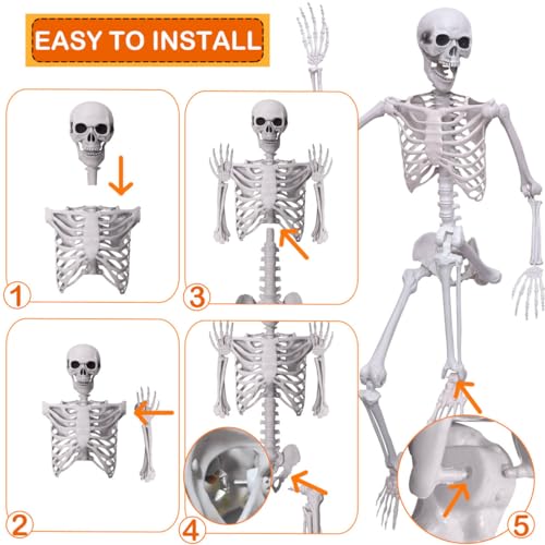 5.4Ft Halloween Life Size Human Skeleton with Movable Joints N86289