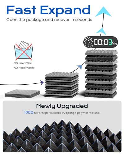 12 Pack 12" X 12" X 1" Black Acoustic Foam Panels E6207