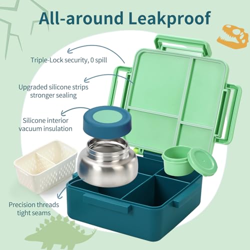 Green Insulated 4 Compartment Bento Box M5692
