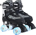 4 Size Adjustable Light Up Wheels Purple Roller Skates E67806