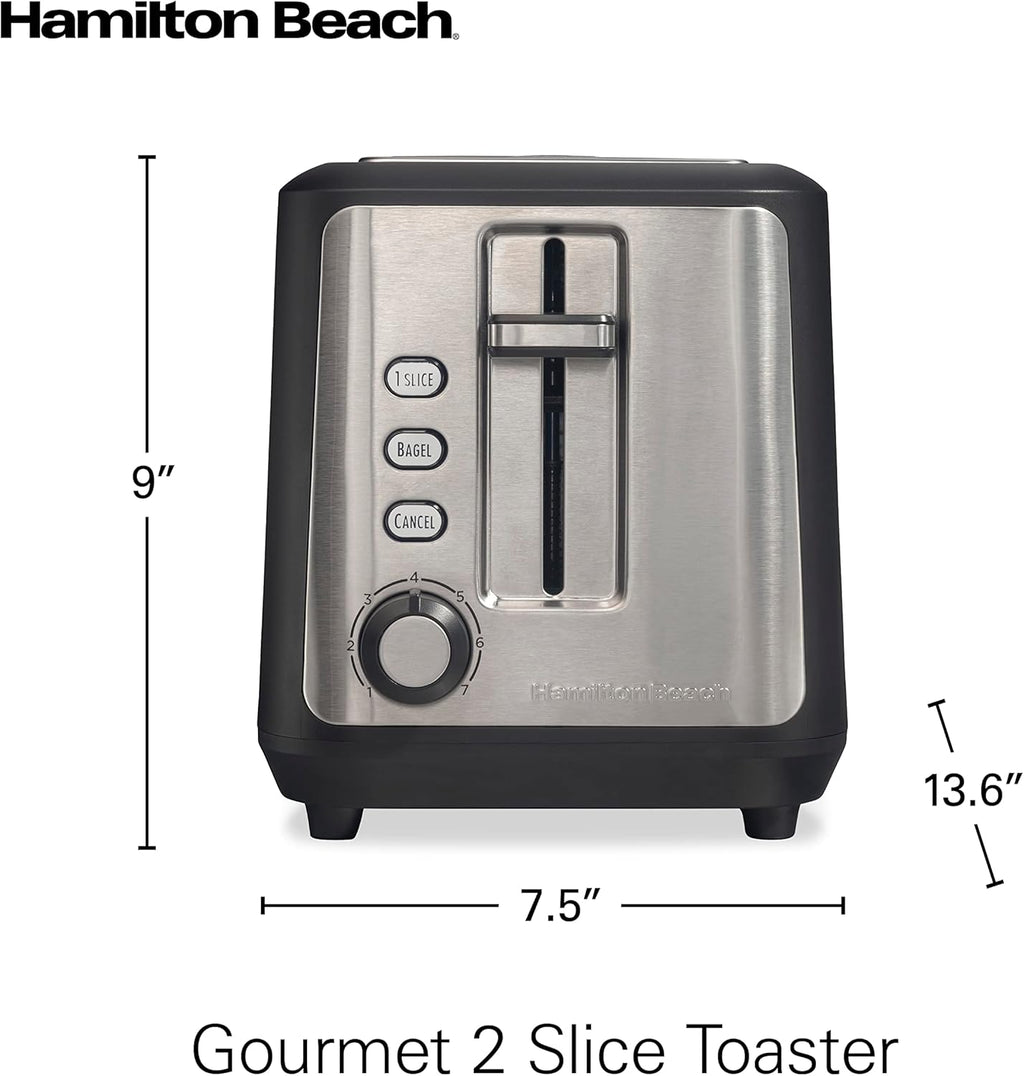 2 Slice Slot Toaster with Extra Long & Wide Slots, Matte Black and Stainless Steel N7906