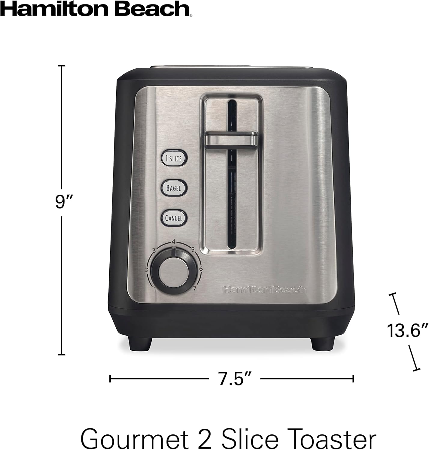 2 Slice Slot Toaster with Extra Long & Wide Slots, Matte Black and Stainless Steel N7906