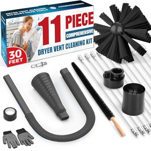 Dryer Vent Cleaner Kit with 30 Feet Brush, Black Vacuum Attachment Q399556