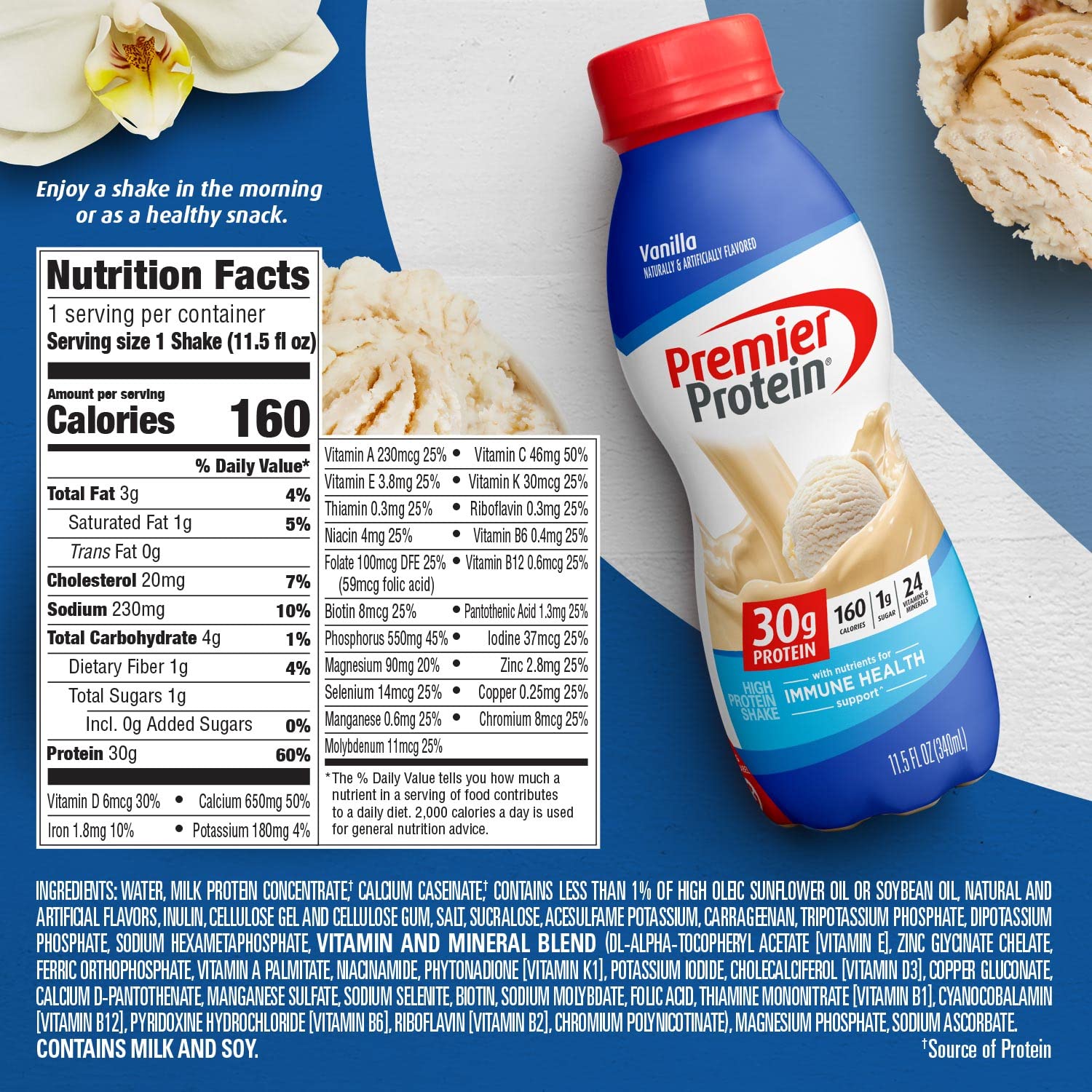 Vanilla Protein Shake, 30g Protein, 1g Sugar, 11.5 fl oz X864