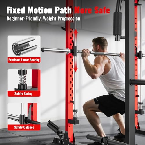Smith Machine Power Cage with LAT Pull-Down Systems and Cable Attachment E7498