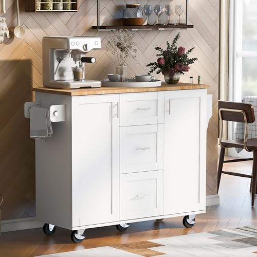 Grey Blue Rolling Kitchen Island With Storage And Drop Leaf K281